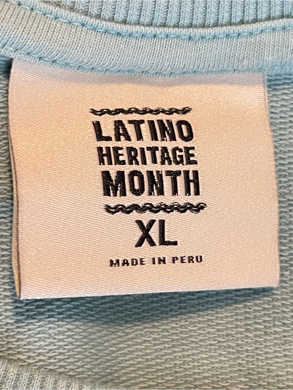 Latino Heritage Month Teal Hola Sweatshirt, Crewneck, women's size XL - Picture 4 of 5